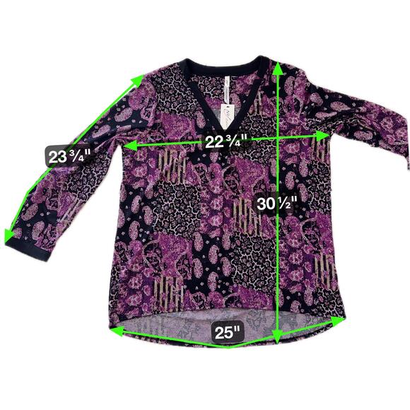 NY Collection Women's Fuchsia Black Abstract Floral Tunic High Low Sz XL. - Picture 8 of 8
